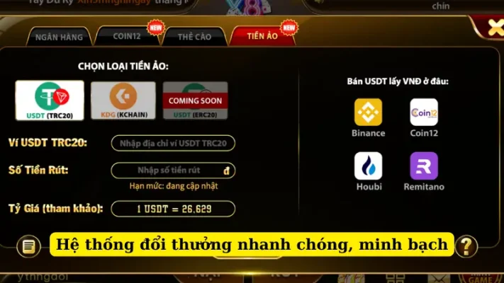 Hệ thống đổi thưởng nhanh chóng, minh bạch